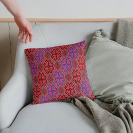 Cojín Decorativo Vintage Marina de Coral Oscuro Rojo Kilim Rug Turc