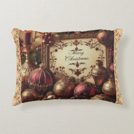 Cojín Decorativo Vintage Maroon and Gold Navidades