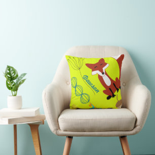 Cojín Decorativo Vintage Modern Fox Acorn Woodland Neon Pillow