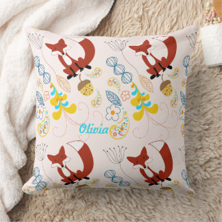 Cojín Decorativo Vintage Moderno Fox Acorn Woodland Pink Pillow