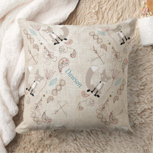 Cojín Decorativo Vintage Moderno Fox Acorn Woodland Tan Gray Pillow