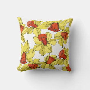 Cojín Decorativo vintage Narcissus floral botanical flower Yellow a