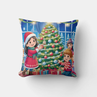 Cojín Decorativo ~VINTAGE Niños decorando árbol ~