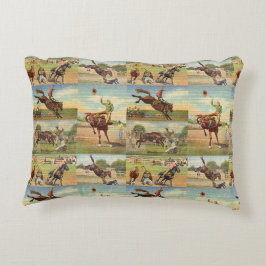 Cojín Decorativo Vintage Oeste Rodeo Eventos Cowboys Horses Bulls
