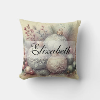 Cojín Decorativo Vintage Pastel Watercolor Ornamentos navideños