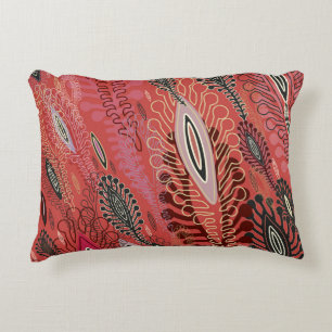 Cojín Decorativo Vintage Peafowl Rojo Decorativo Patrón de Seamless