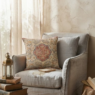 Cojín Decorativo Vintage Persian Terracotta Floral Medallion