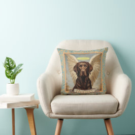 Cojín Decorativo Vintage Personalizado Chocolate Labrador Angel