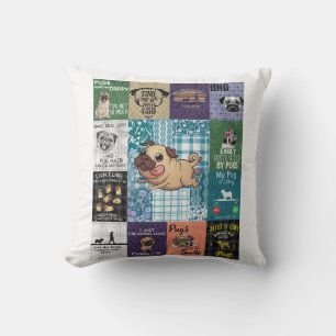 Cojín Decorativo Vintage Pug Lover Gift, Empleador de Idea Pug Blan