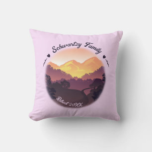 Cojín Decorativo Vintage Purple Yellow Farmhouse Mountain Sunset