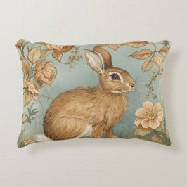 Cojín Decorativo Vintage Rabbit,Bunny Rabbit,Florals Pattern, Retro