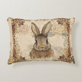 Cojín Decorativo Vintage Rabbit,Cute Rabbit with Flowers Pattern