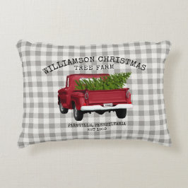 COJÍN DECORATIVO VINTAGE RED TRUCK CHRISTMAS TREN FARMA TU NOMBRE