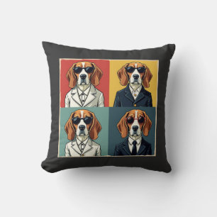 Cojín Decorativo Vintage Rerto Beagle Dog Gafas de sol estilo 70