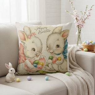 Cojín Decorativo Vintage Retro Easter Bunny Couple