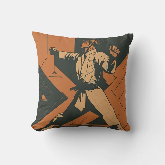 Cojín Decorativo vintage retro karate (Anverso)