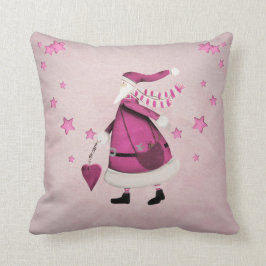 Cojín Decorativo Vintage retro rosado caprichoso Papá Noel