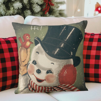 Cojín Decorativo Vintage Retro Snowman Navidades