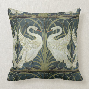 Cojín Decorativo Vintage reversible Walter Crane Swan Rush e Iris