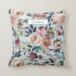 Cojín Decorativo Vintage Rubor Cream Green Floral Personalizado Wat