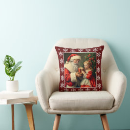 Cojín Decorativo Vintage rustico con copas de nieve de Santa Claus