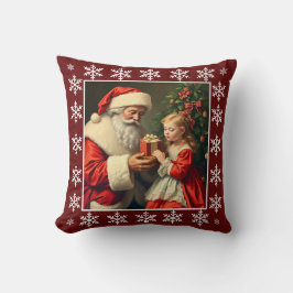 Cojín Decorativo Vintage rustico con copas de nieve de Santa Claus