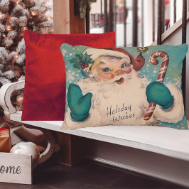 Cojín Decorativo Vintage Santa con Navidades de Candy Cane