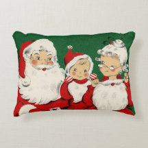 Vintage Santa Family Navidades Accent Pillow