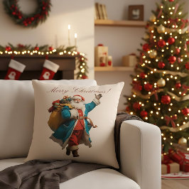 Cojín Decorativo Vintage Santa Personalized Christmas Design