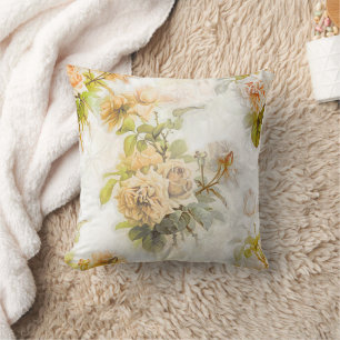 Cojín Decorativo Vintage Shabby Chic Peach Floral Ilustracion