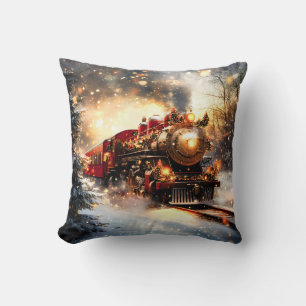 Cojín Decorativo Vintage Snowy Night Navidades Train Express