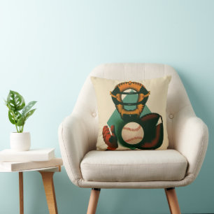 Cojín Decorativo Vintage Sports Béisbol Player, Catcher con Mitt