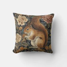 Cojín Decorativo Vintage Squirrel and Flowers Pattern