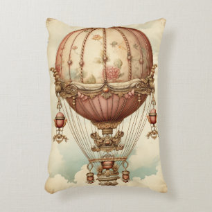 Cojín Decorativo Vintage Steampunk Pink Hot Air Balloon