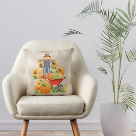 Cojín Decorativo Vintage Tan Scarecrow Sunflower