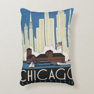 Cojín Decorativo Vintage Travel Chicago lo Tiene Todo en el Horizon