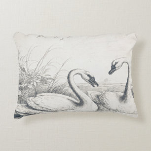 Cojín Decorativo Vintage Two Wild Swans & Swallow