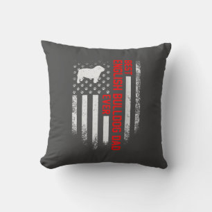 Cojín Decorativo Vintage USA Bandera Americana Mejor Bulldog Inglés
