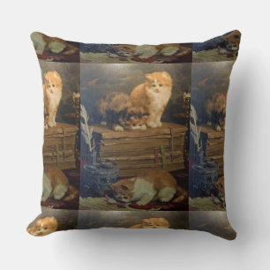 Cojín Decorativo Vintage Van den Eycken Tres gatos en un escritorio
