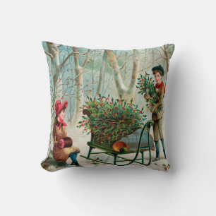 Cojín Decorativo vintage, victoriano, rústico, navidades, patrón, c