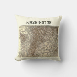 Cojín Decorativo Vintage Washington Map Pillow