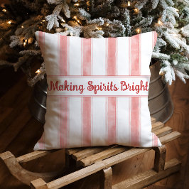 Cojín Decorativo Vintage Watercolor Candy Cane Stripe Christmas