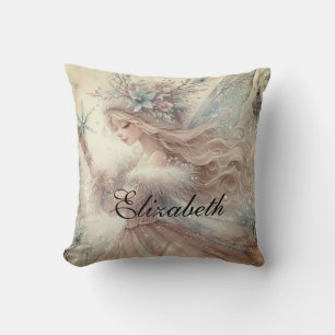 Cojín Decorativo Vintage Watercolor Invierno Nieve Fantasía Arte