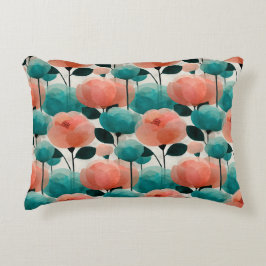 Cojín Decorativo Vintage Watercolor Pink and Green Floral