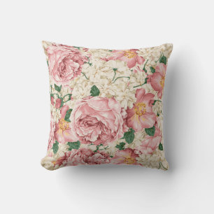 Cojín Decorativo Vintage Watercolor Pink Peonies Floral Pillow