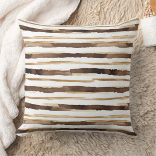 Cojín Decorativo Vintage Watercolor Striped - Earthy Coffee Tones(2