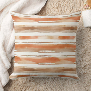 Cojín Decorativo Vintage Watercolor Striped - Earthy Coffee Tones(3