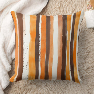 Cojín Decorativo Vintage Watercolor Striped - Earthy Coffee Tones(5