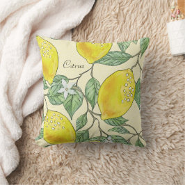 Cojín Decorativo Vintage Watercolor Summer Citrus Lemons Pattern