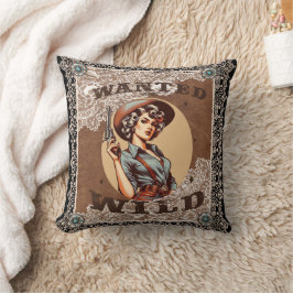 Cojín Decorativo Vintage Western Wanted and Wild Cowgirl